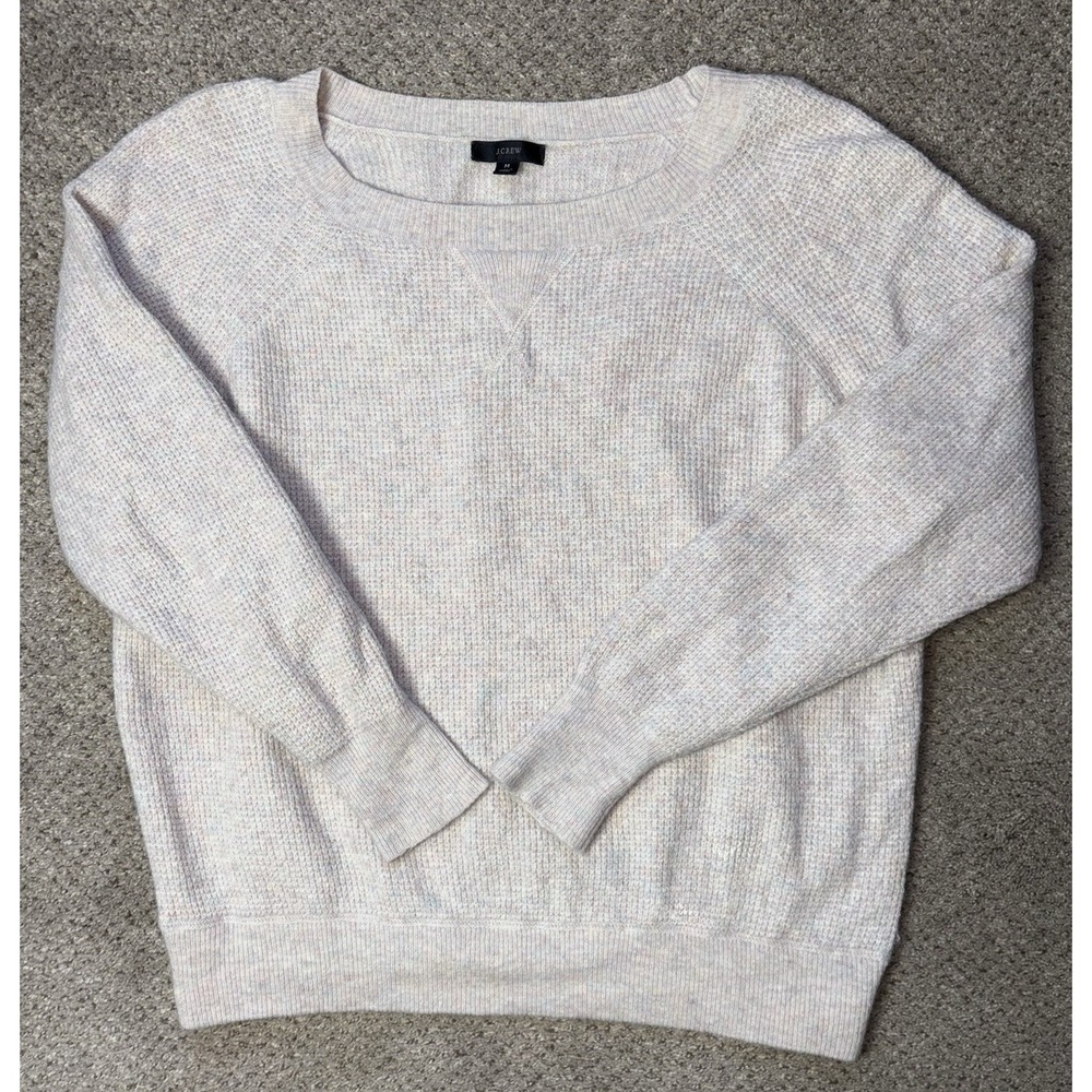 J. Crew Women's Medium Waffle Crewneck Sweater in‎ Supersoft Yarn Alpaca Wool
